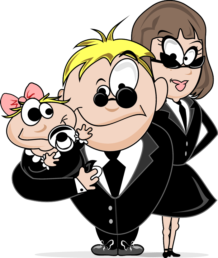 Комикс (векторное изображение, рисунок на одежду, иллюстрация, портрет, дружеский шарж, родители и ребенок, малыш)
